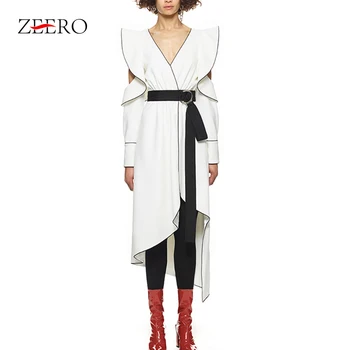 

Runway Dress 2019 Self Portrait Women Irregular Vintage Long Sleeve Irregular Hem Elegant Sexy Backless Maxi Long Dress Vestidos
