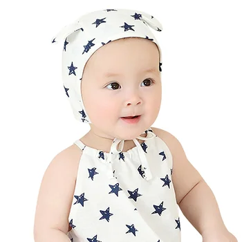 

Cotton Star Baby Beanie Hat Cute Ears Infant Baby Beanie Photography Props Lace Up Ear Protect Beanie Casual Baby Boys Clothing