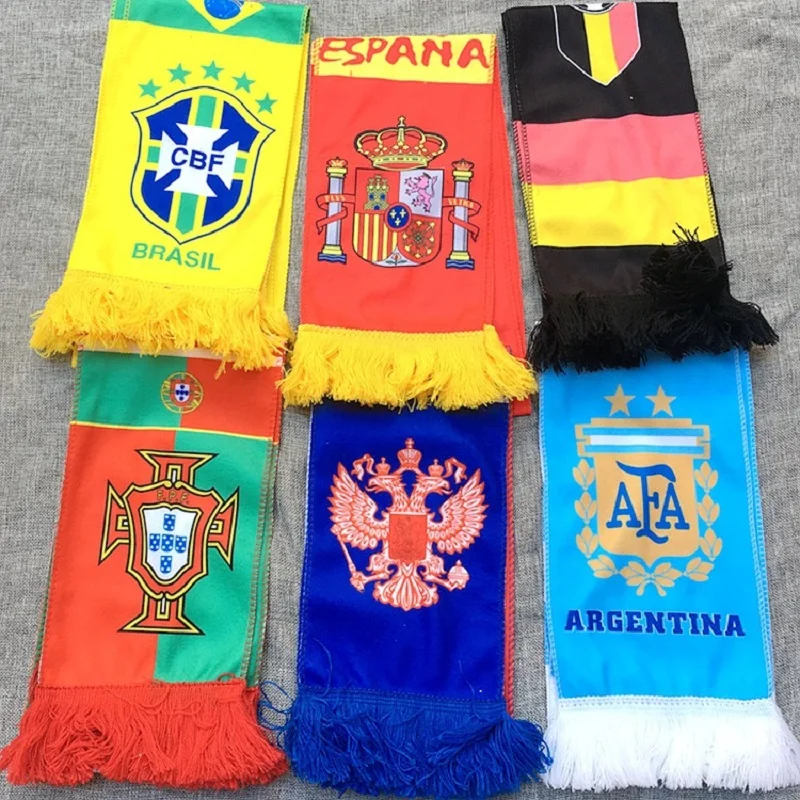 روسيا لكرة القدم المشجعين وشاح لكرة القدم مروحة وشاح البرازيل الأرجنتين اسبانيا المنتخب الوطني الصياح هتاف راية
