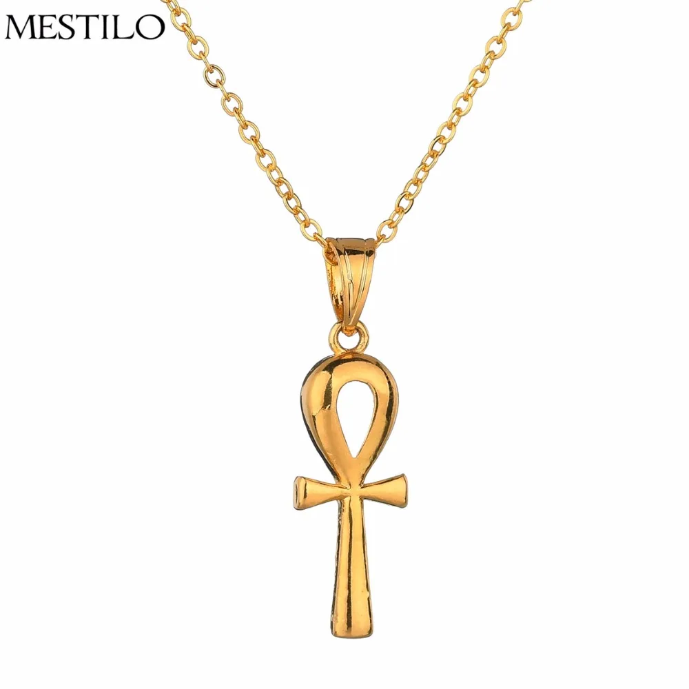 

MESTILO Brand Ankh Necklaces Pendants The Key of the Nile Gold Color Stainless Steel Chain For Men Punk Jewelry Egyptian Cross