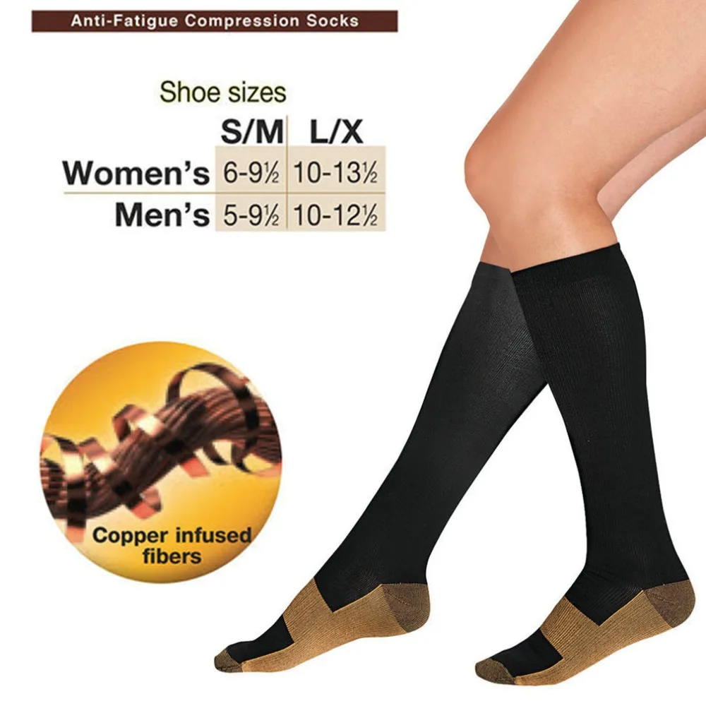 Unisex Anti-Fatigue Compression Socks Foot Pain Relief Soft Miracle Copper Anti Fatigue Magic Socks Support Knee High Stockings