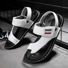 Новинка года; трендовые мужские сандалии для трекинга; дизайнерские мужские шлепанцы; удобные мужские пляжные сандалии; Летние уличные мужские кожаные сандалии