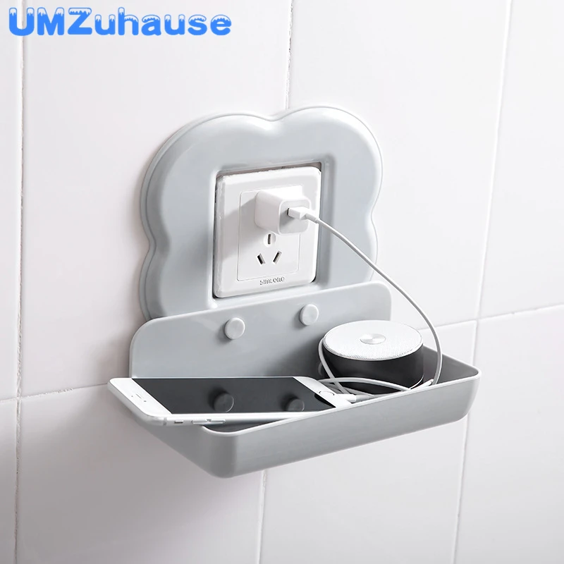 

Phone Charging Stand Switch Storage Rack Wall Cable Tissue Holder Organizer Stickers Kitchen Bathroom Shelves Home Organization