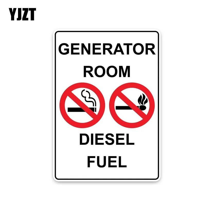 YJZT 8.8*12.7CM Fashion GENERATOR ROOM DIESEL FUEL Warning Signs Decoration PVC Decals Car