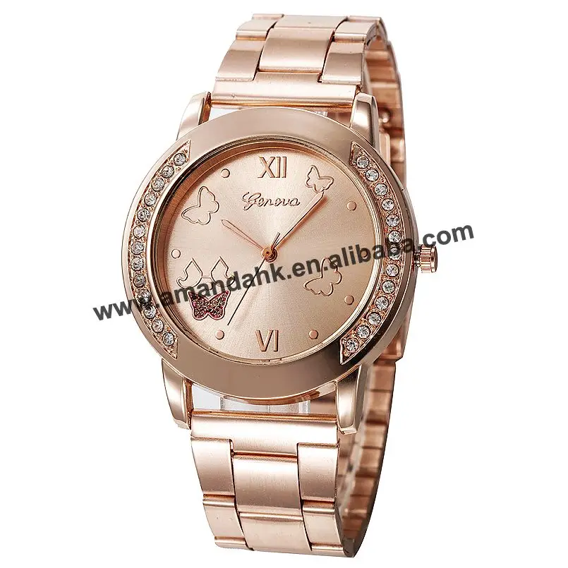 Новые оптовые часы из сплава женские горячие продажи женские наручные часы со стразами женские повседневные Аналоговые кварцевые наручные часы - Цвет: rose gold