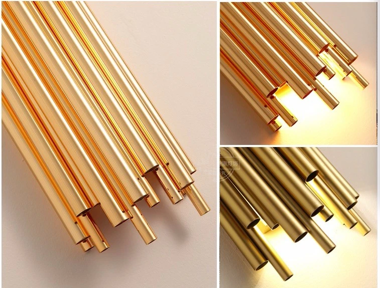 Post Modern Brubeck Wall Lamp Luxury Hotel Coffee Bar Cafe Home Decoration LED Light Fixtures  Gold Aluminium Tube Sconces 10