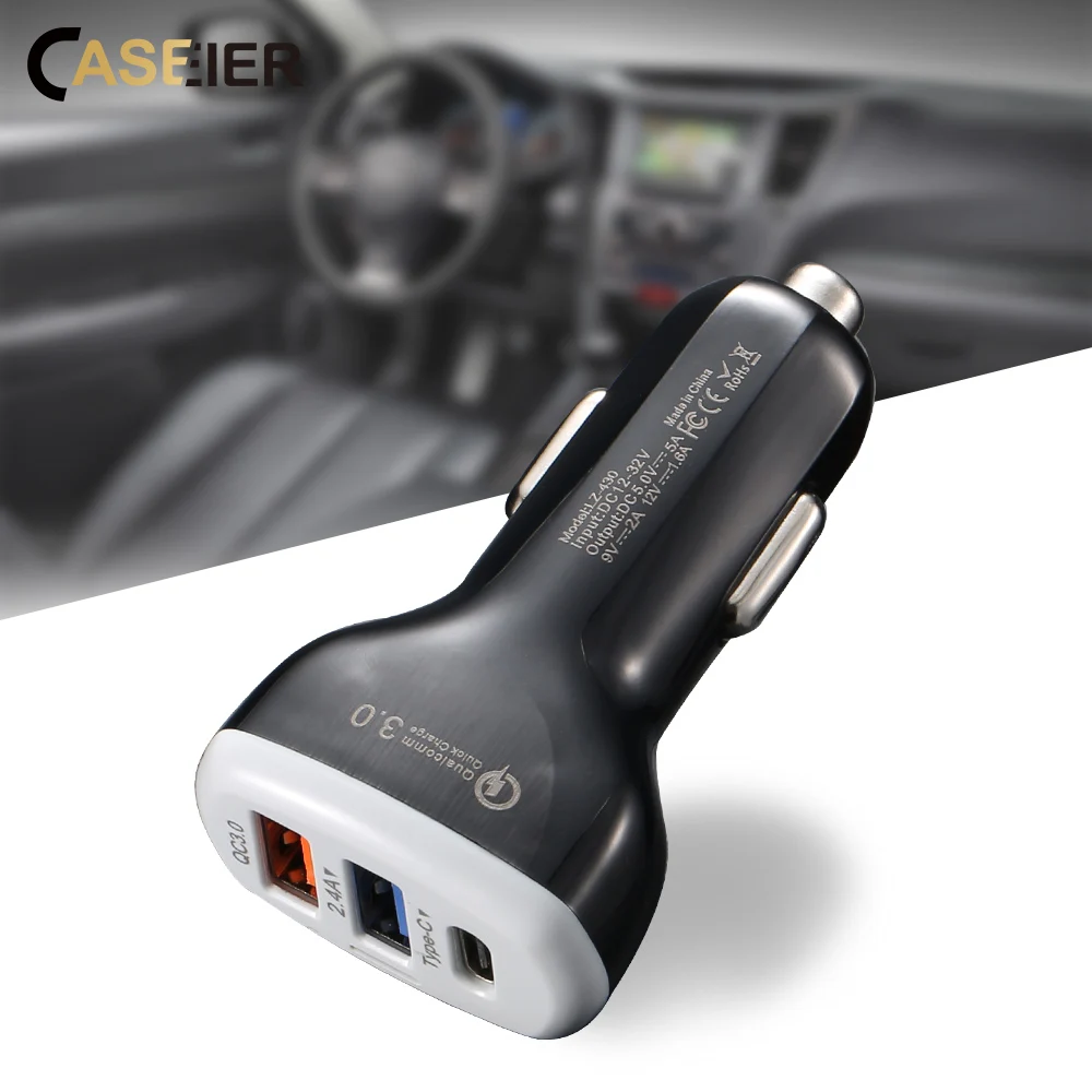 

CASEIER QC 3.0 Fast Car USB Charger For iPhone XS Max XR X 8 7 6 6s Plus 3 Ports Quick Charging For Samsung S8 S9 Plus Note 8 9
