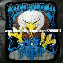 На заказ большой вышивка панк Ride ветровые патчи байкер двигатель цикл гладить на одежда нашивки езды Орел байкер патчи