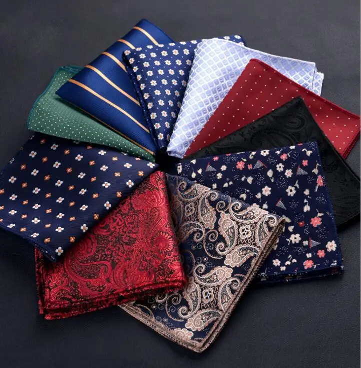 Luxury Men's Handkerchief Polka Dot Striped Floral Printed Hankies Polyester Hanky Business