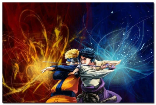 Home Decor Anime Naruto Shippuden Naruto Vs Sasuke Silk Poster Wall Scroll Painting Calligraphy Aliexpress