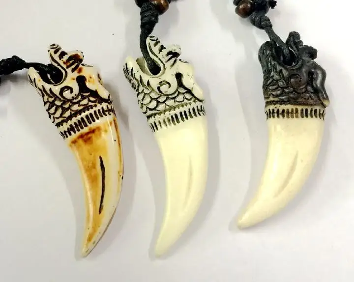 FREE SHIPPING 12 Imitation necklace Chinese dragon tooth resin wax cord