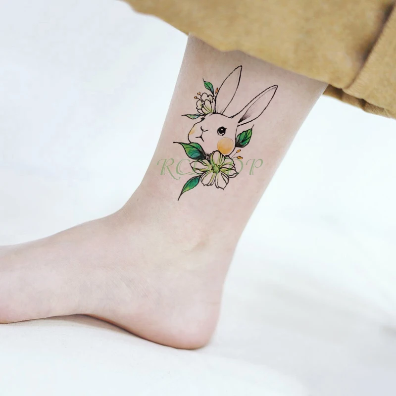 

Waterproof Temporary Tattoo Sticker Lovely Rabbit Leaf Tatto Stickers Flash Tatoo Fake Tattoos for Kids Men Women child