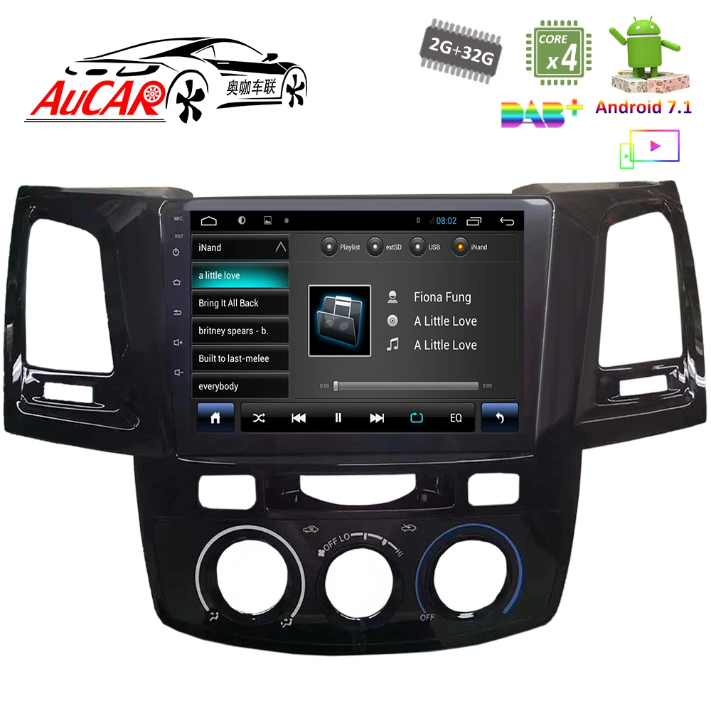 Excellent Android 7.1 9" Car DVD for Toyota Fortuner 2013 - 2015 GPS Navigation system Bluetooth GPS Radio Player WIFI Touch Screen 4G 2