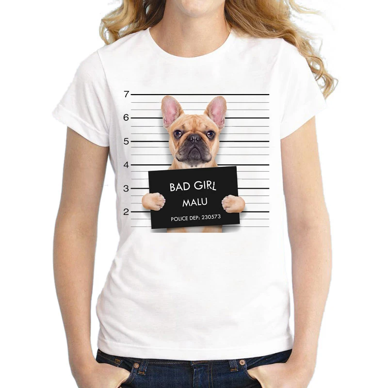 2016-Hot-Sale-Dog-Police-Dept-Design-Women-T-Shirt-French-Bulldog-T-shirt-Novelty-Short