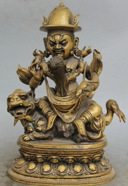 

JP S0524 12" Tibet Tibetan Buddhism Copper Seat Lion Beast Protector Deity Buddha Statue