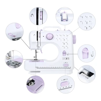 

Decdeal Multifunctional Electric Household Sewing Machine Speed Adjustable Replaceable Foot with Pedal LED Light AC100-240V