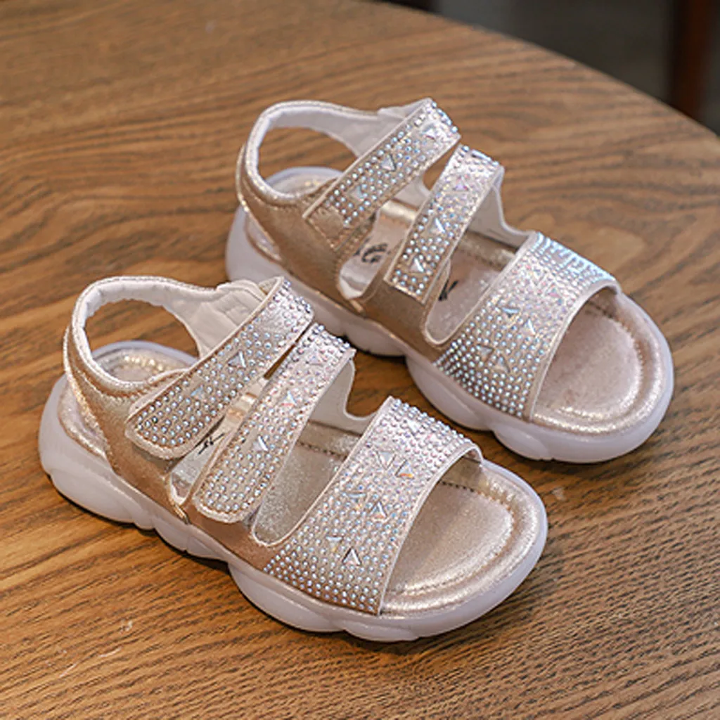 Детская обувь с кристаллами для маленьких девочек; шикарная Летняя обувь принцессы; сандалии; Летняя обувь; обувь для маленьких девочек; Новинка года