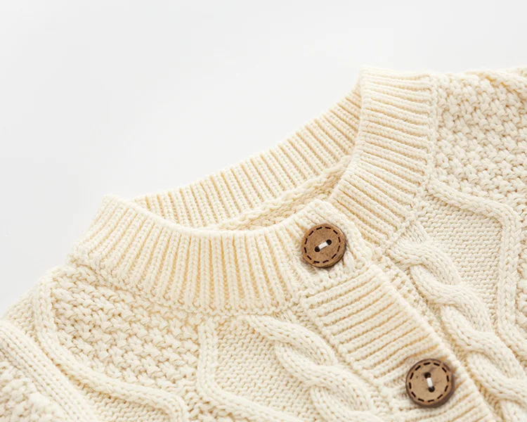 Baby Rompers Knitted  Newborn Boy Jumpsuit Outfits Long Sleeve Autumn White Cable Infant Girl Overalls Winter Warm Children Wear