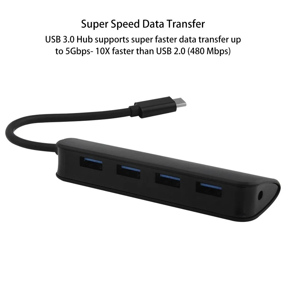 CHUYI USB Type-C HUB 4 port USB 3.0 EU/AU /US/UK HUB DC 5V Type Power Adapter C Splitter For Huawei Xiaomi Laptop Accessories