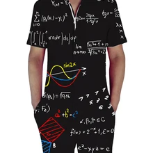 Летние математические мужские комбинезоны с коротким рукавом, мужской комбинезон на молнии, короткие брюки-карго, брюки на молнии для бойфренда, вечерние комбинезоны