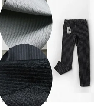 

Dark jacquard semi-elastic stripe cotton jeans fabric price for 1 meter