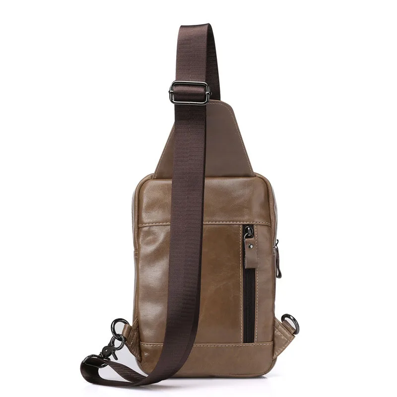 Factory direct Genuine Leather Men's bag New First layer Cowhide Men's chest Casual Messenger Bags Vertical Shoulder Small bag