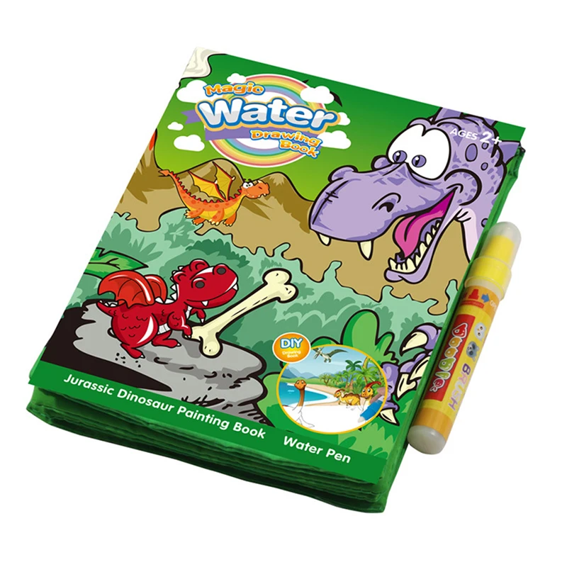 Magic Water Drawing Toy Set Cloth Book Dinosaur Cartoon Animals Doodle