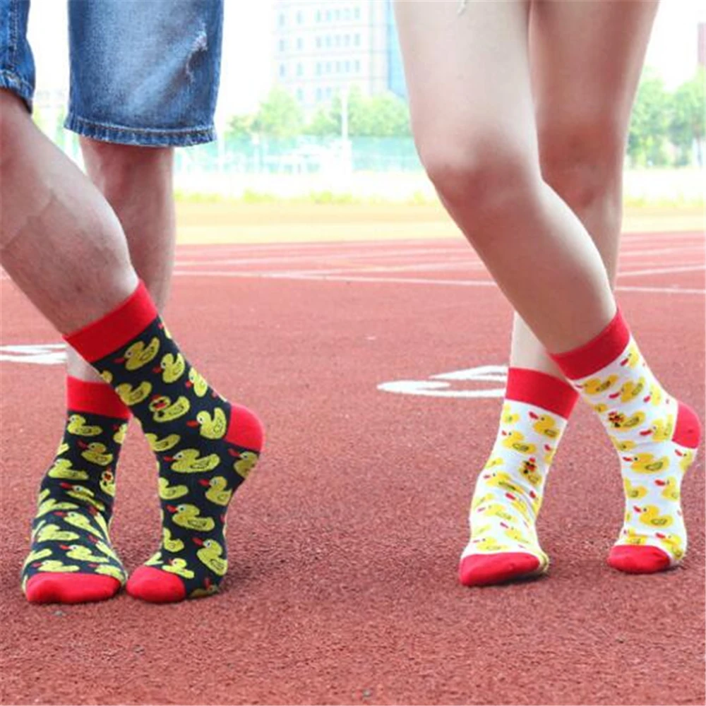 الرجال الكرتون الهيب هوب بارد الأصفر بطة الجوارب القطن لوح التزلج جورب الفن جوارب بأشكال مضحكة شخصية المد الحيوانات الأليفة قزم سوكس عارضة ل...