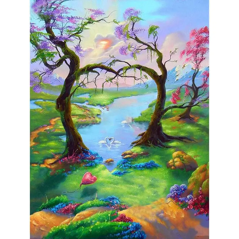 

5D Diy Full Square Diamond Painting Cross Stitch"Love Lake"3D Diamond Embroidery Rhinestone Painting Home Decor Gift