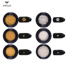 0,8 мм-2 мм 3d металлические микро бусины из нержавеющей стали для дизайна ногтей икра бусины для ногтей Золотой Серебряный ноготь бусины украшения шпильки