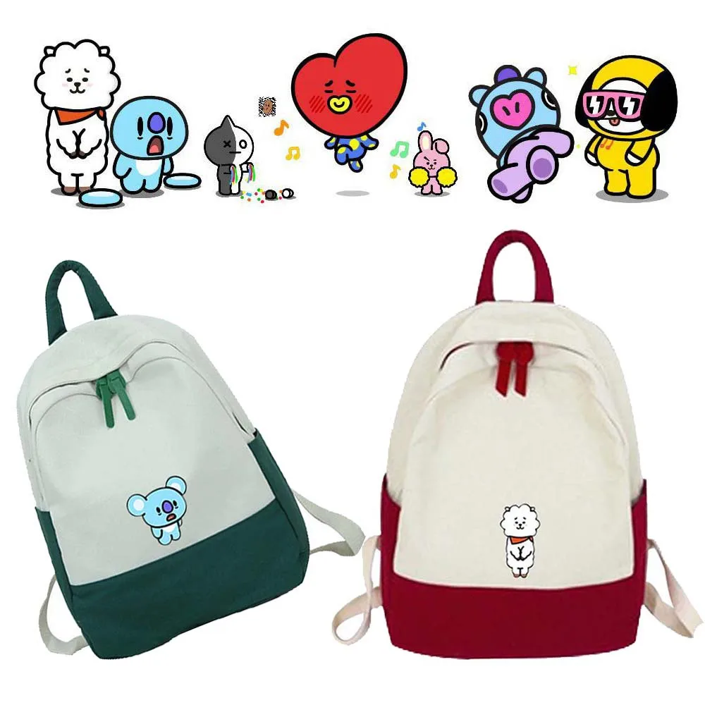 

kpop Bangtan Boys bt21 JiMin Same paragraph Cartoon Schoolbag bts backpack purse backpack canvas backpack Korean school bags