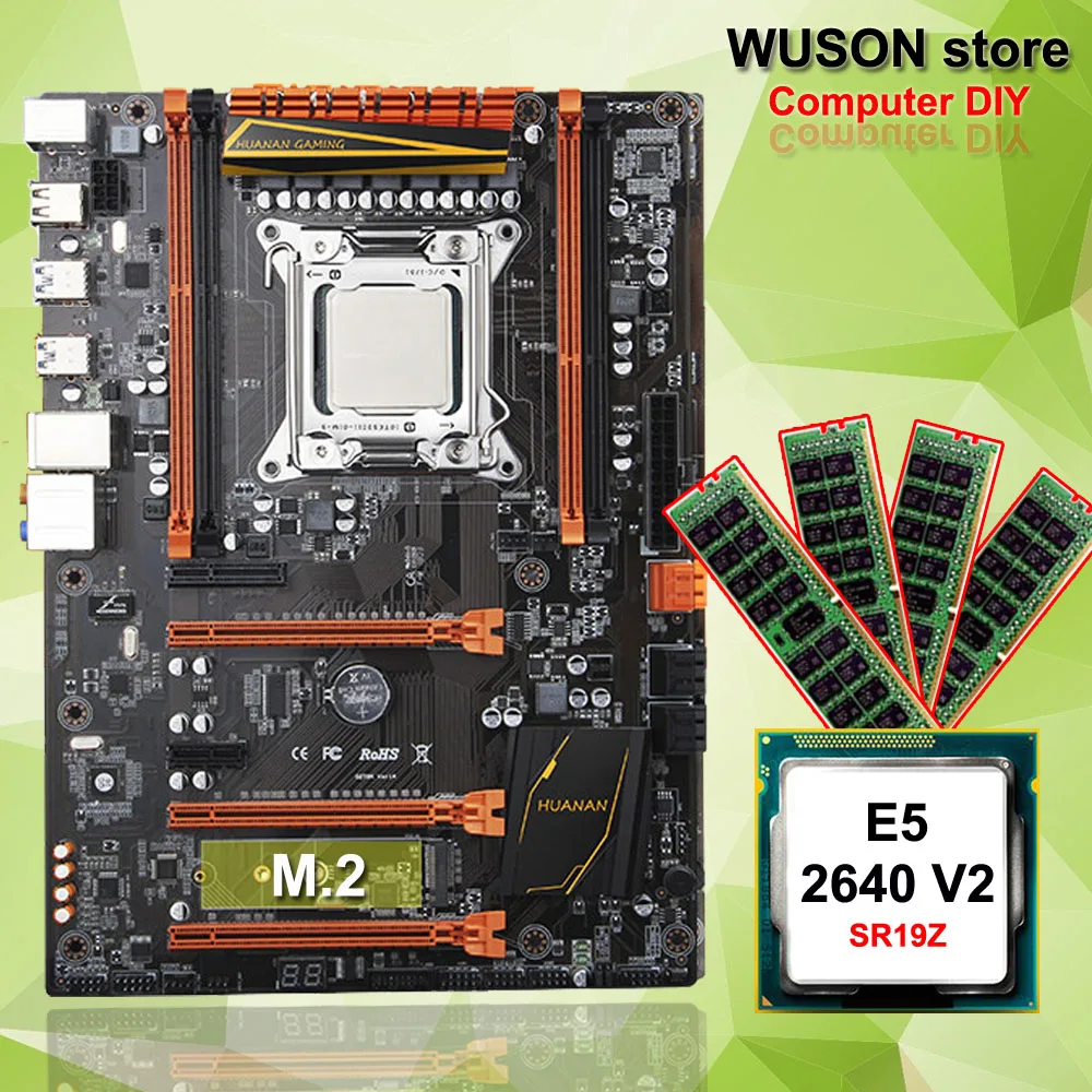 Heißer Besondere HUANAN ZHI deluxe X79 gaming motherboard computer DIY CPU Intel Xeon E5 2640 V2 SR19Z speicher 16G (4*4G) DDR3 REG ECC Preise
