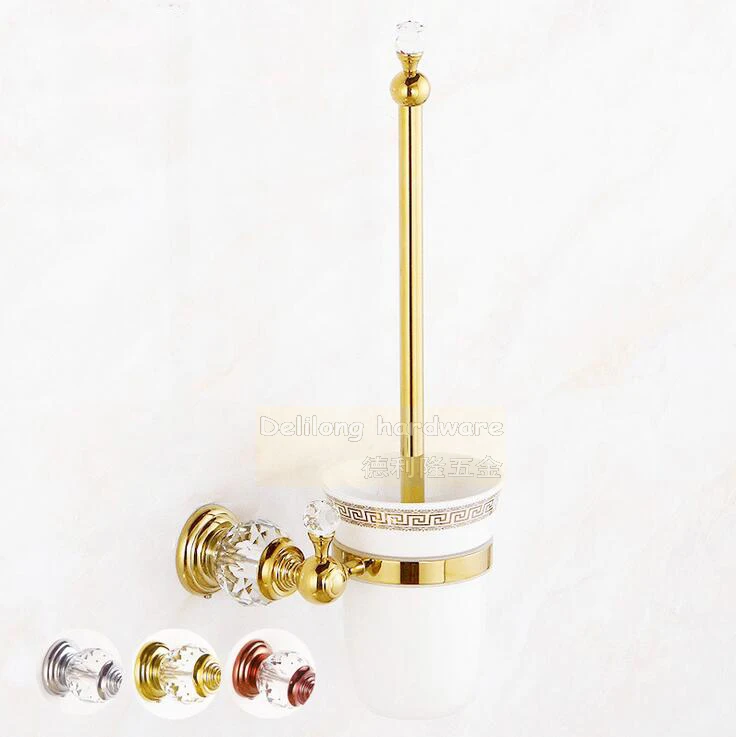 

Gold color bronze hardware crystal hanging toilet brush / toilet glass ware bathroom accessories