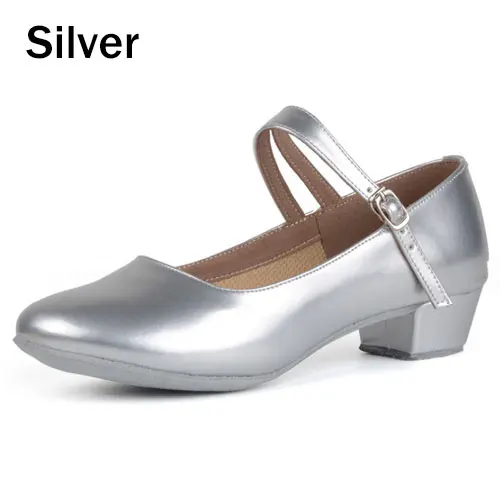 Movefun/Детская танцевальная обувь для бальных танцев, танго, латинских танцев для девочек, женская черная танцевальная обувь на низком каблуке, Современная квадратная танцевальная обувь - Цвет: silver