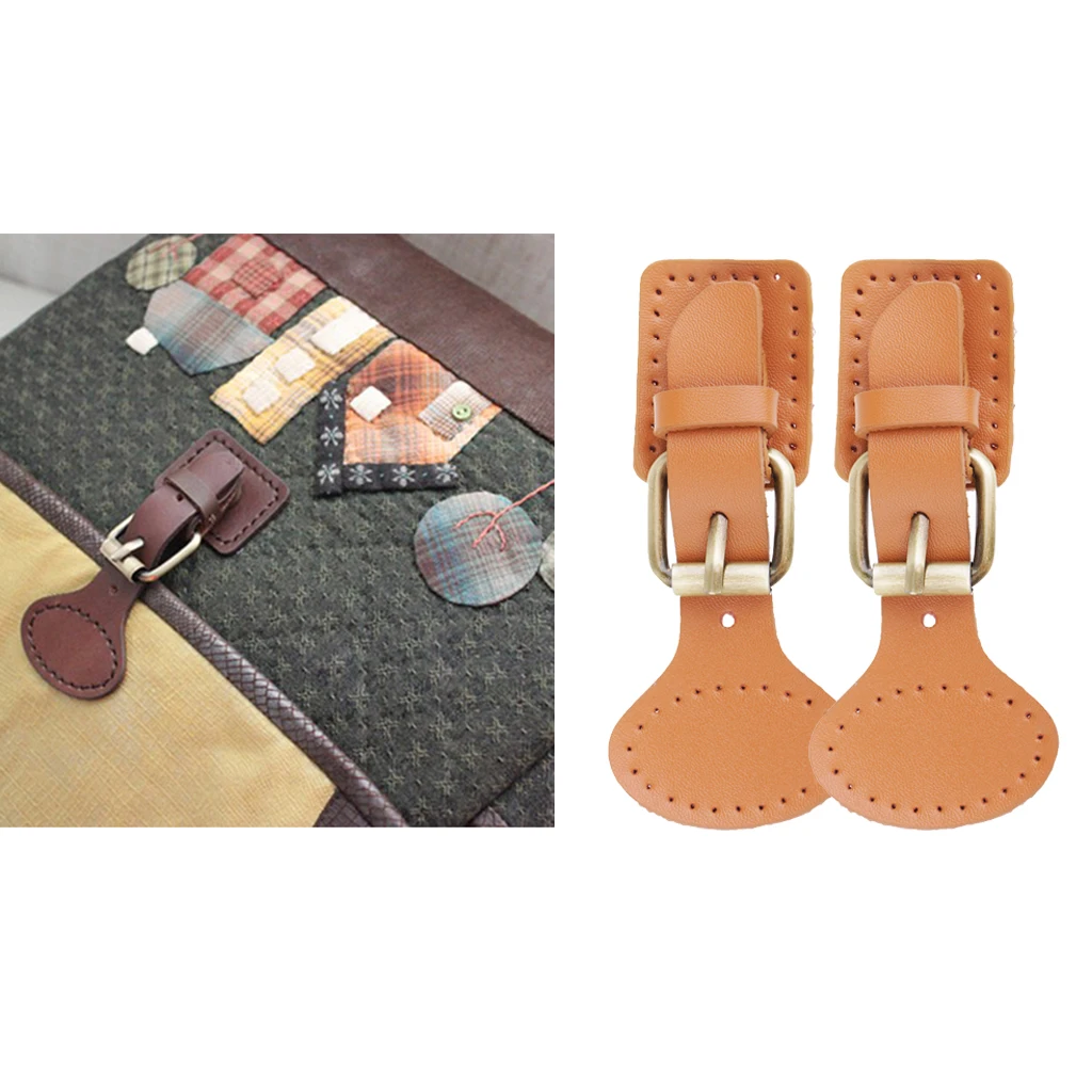 2 Sets Sew on Leather Snap Buckle Replacement Bag Fastener Making DIY Brown