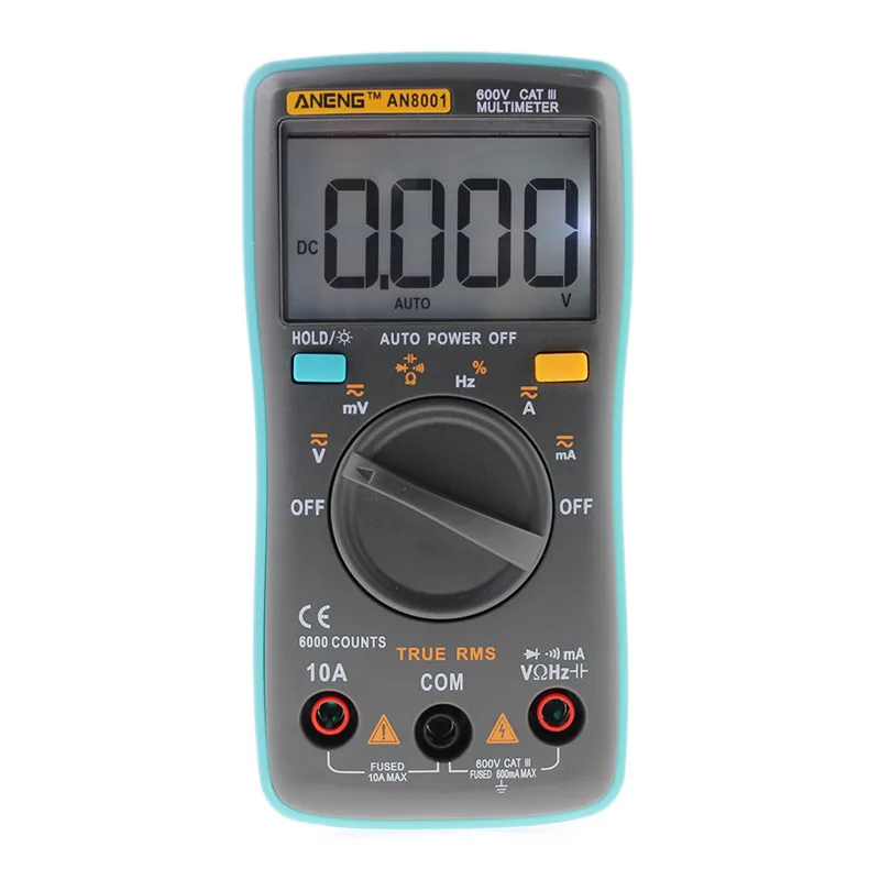 

AN8001/AN8002/AN8004 LCD Digital Multimeter 6000 Counts With Backlight AC/DC Ammeter Voltmeter Ohm Portable Meter