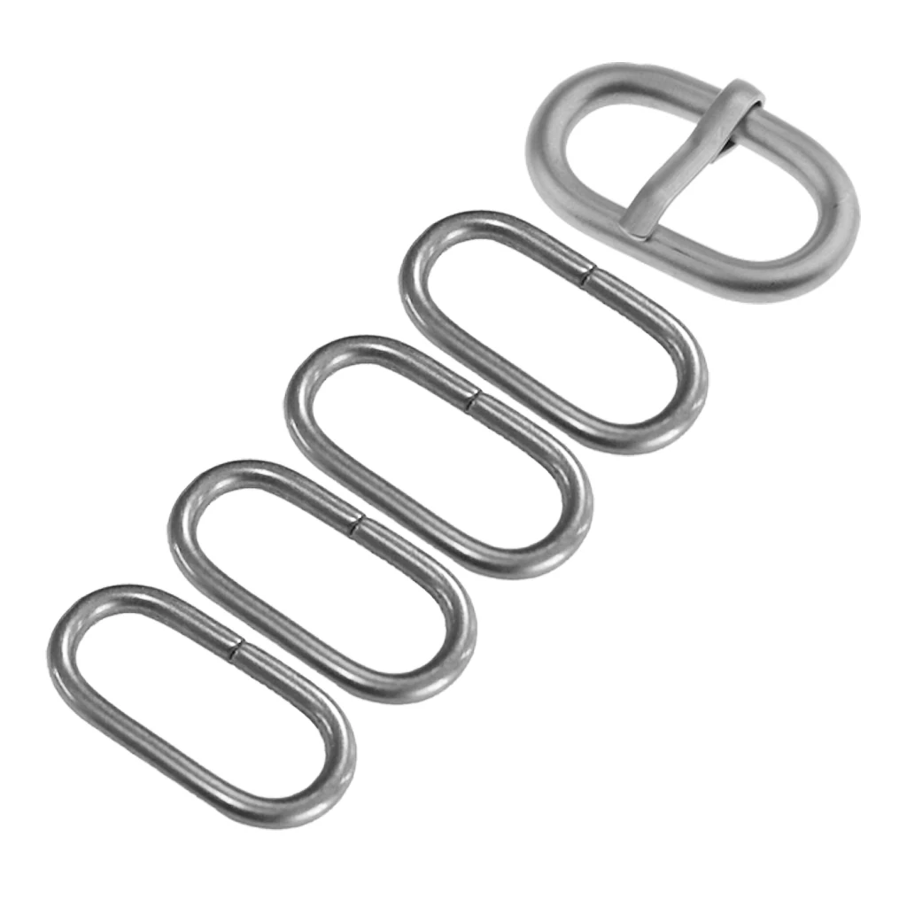 5 Piece Stainless Steel Nylon Watch Band Retainer Loop Ring with Buckle Pin 18mm-24mm Watchmaker Replacement
