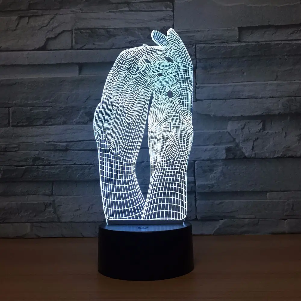 Love Two Hands красивый 3D светодиодный светильник ночник USB сенсорный Настольный