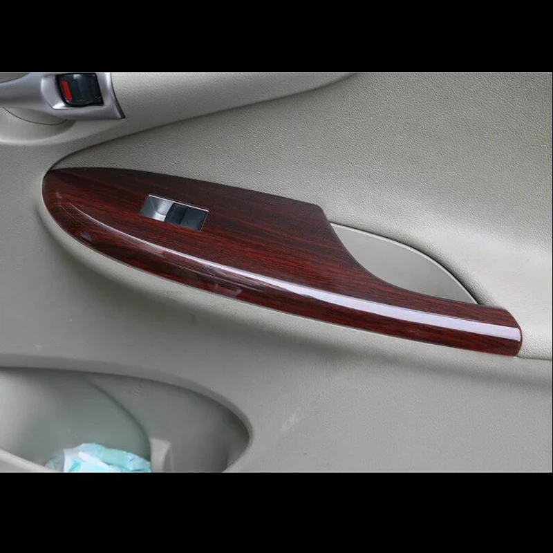 Для TOYOTA Corolla 2007-2013, 4 шт., дерево, АБС-пластик, хром, для межкомнатных дверей, окон, подъемных стекол, кнопки переключения, крышка, молдинг, Стайлинг автомобиля