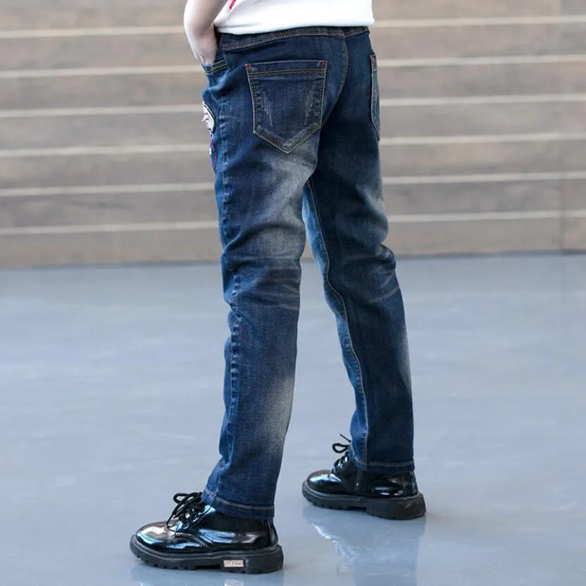 Джинсы для мальчиков детские Длинные Стильные хлопковые джинсы осенние джинсовые брюки для детей от 3 до 11 лет детские брюки повседневные штаны для маленьких мальчиков, верхняя одежда