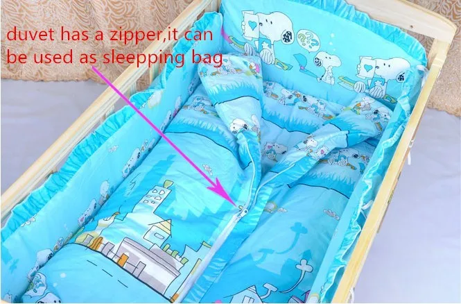 

Promotion! 6PCS Baby Cot Bedding Set,Crib Bedding Detachable Quilt Pillow Bumpers Cot Sheet (3bumper+matress+pillow+duvet)