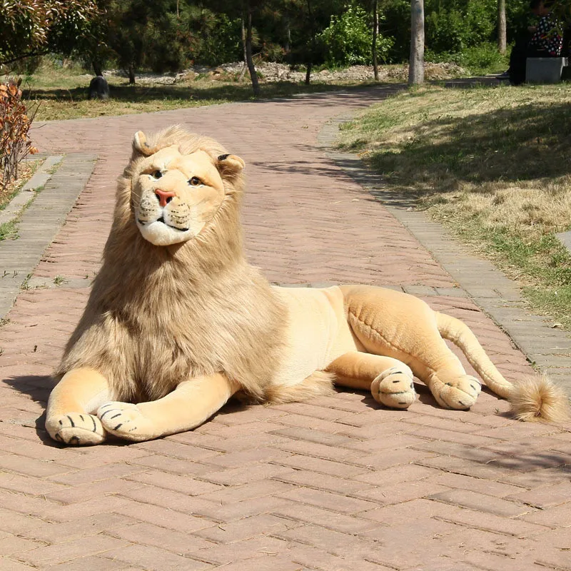

Dorimytrader Large Simulation Forest Animal Lion Plush Toy Stuffed Soft Lying Lion Doll for Children Gift 51inch 130cm DY60742