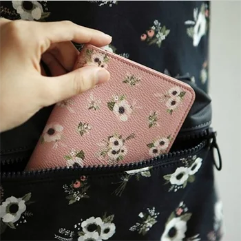 

Flower Printing Short Wallet For Women PU Leather Coin Purse Embroidery Flower Mini Bag Fashion Purses Card Holder Wallets