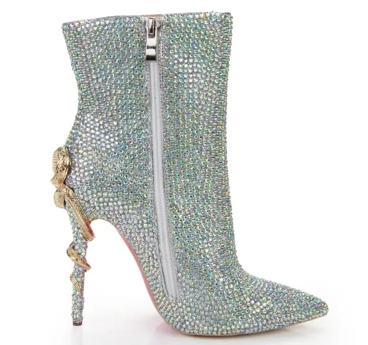 Kaeve Bout Multicolore Bottes Femmes Pointu mollet Fermeture Cuir Véritable Éclair De En Étrange Style Chaussures Fiashion Mi Doux rq4xzr