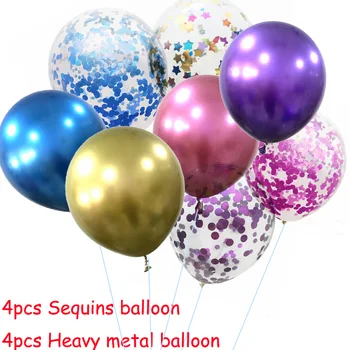 

8pcs/set Sequins Balloon Latex Metal Balloon Children Happy Birthday Party Decorations Air Wedding Ballon Confetti Baloons
