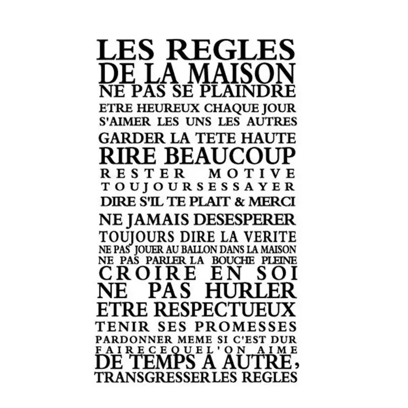 FASHION France Home rule wall decor decals home stickers art vinyl Murals Fr11 55*110cm LES REGLES free shipping fr1001 | Дом и сад