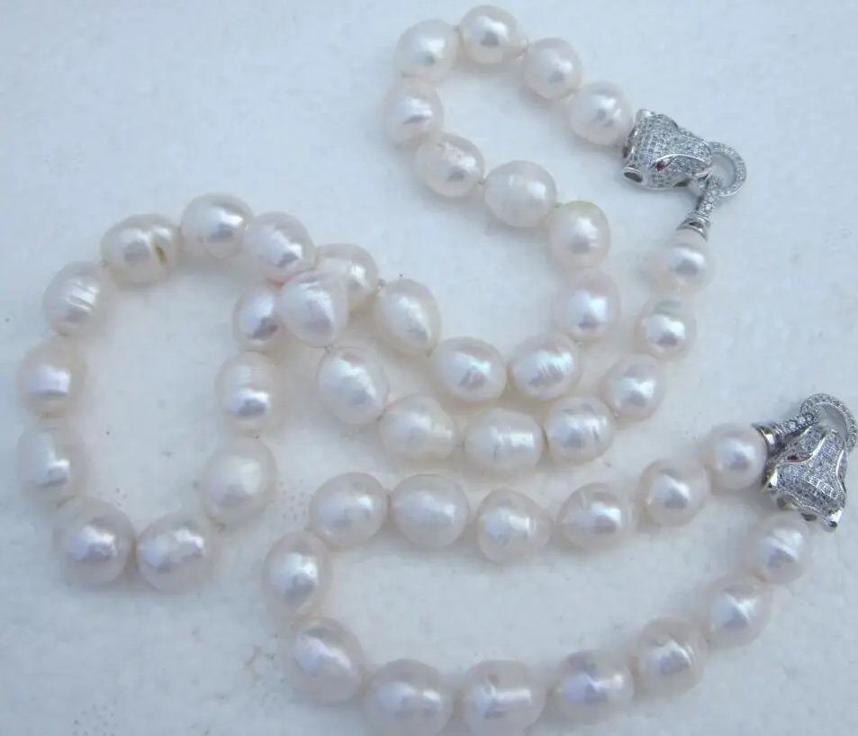 

SHIPPING HOT sell new Style >>>> set of 12-13mm super luster baroque white pearl necklace 18" bracelet