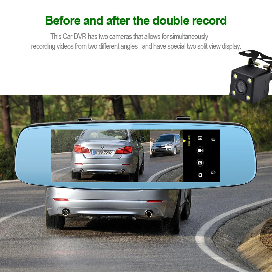 Topsource 7,8" 4G камера заднего вида gps Android 5,1 Bluetooth двойной объектив зеркало заднего вида Full HD 1080 P DVR для автомобиля видеорегистратор