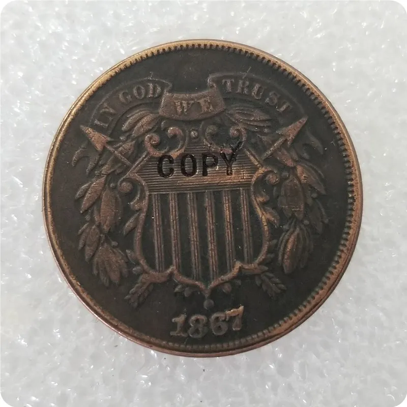 США 1864-1873 два цента имитация монеты - Цвет: 1867