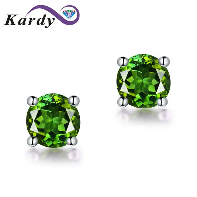 Fashion Jewelry White Gold 14k Genuine Green Tourmaline Gemstone Fashion Jewelry White Gold 14k Genuine Green Tourmaline Gemstone Real Promise Wedding Engagement Stud Earring Sets